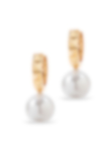 14kt Yellow Gold Finish Natural Pearl Drop Earrings by Amaris Jewels at Pernia's Pop Up Shop