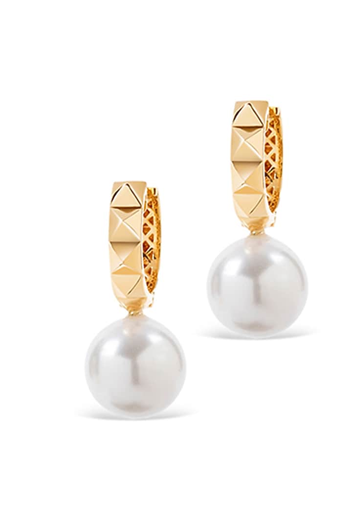 14kt Yellow Gold Finish Natural Pearl Drop Earrings by Amaris Jewels at Pernia's Pop Up Shop