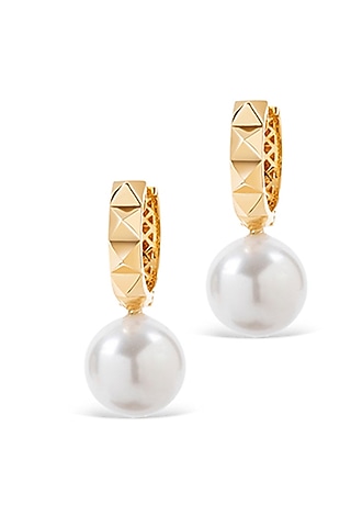 14kt Yellow Gold Finish Natural Pearl Drop Earrings by Amaris Jewels