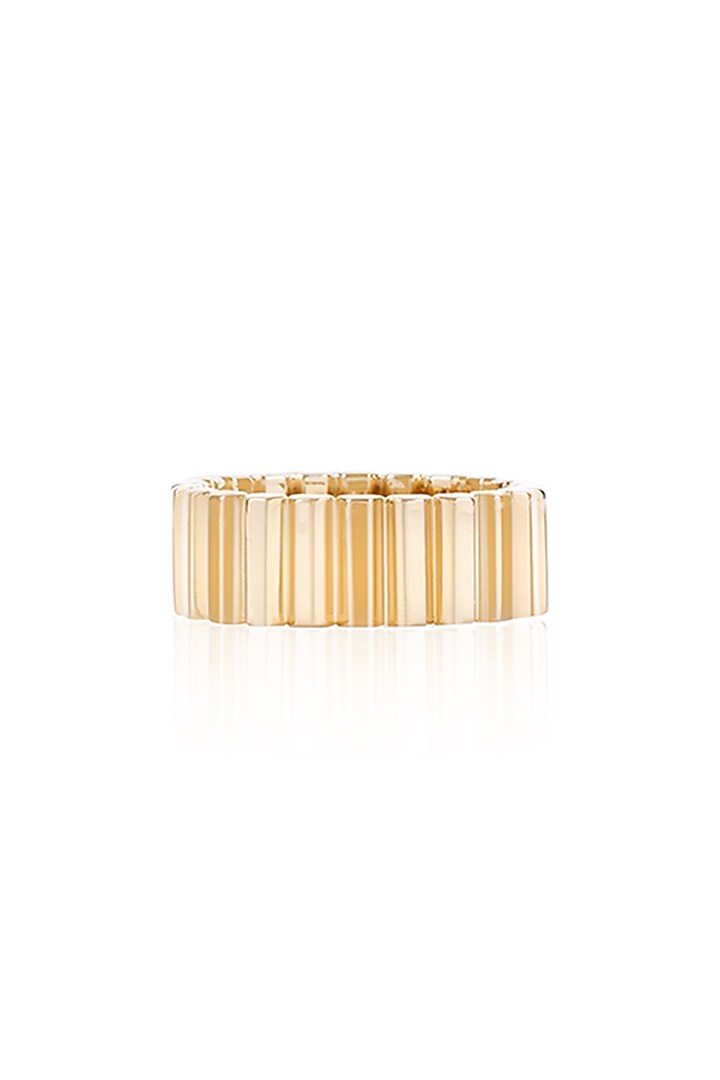 14kt Yellow Gold Finish Textured Band Ring by Amaris Jewels at Pernia's Pop Up Shop