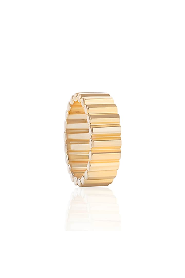 14kt Yellow Gold Finish Textured Band Ring by Amaris Jewels at Pernia's Pop Up Shop