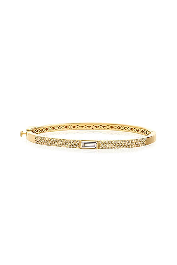 14kt Yellow Gold Finish Diamond Encrusted Slim Bracelet by Amaris Jewels at Pernia's Pop Up Shop