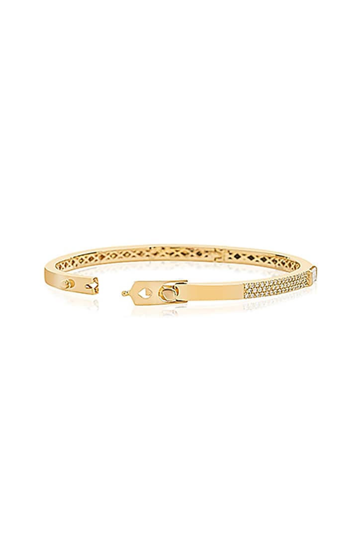 14kt Yellow Gold Finish Diamond Encrusted Slim Bracelet by Amaris Jewels at Pernia's Pop Up Shop