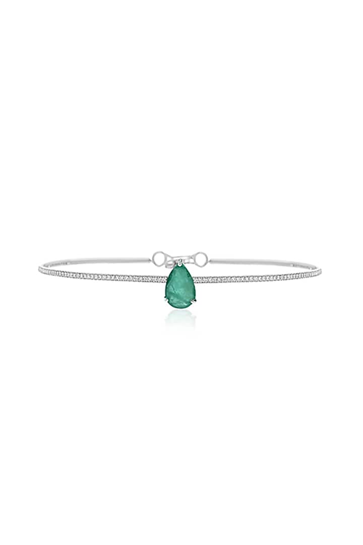 14kt Yellow Gold Finish Diamond & Emerald Choker Necklace by Amaris Jewels at Pernia's Pop Up Shop
