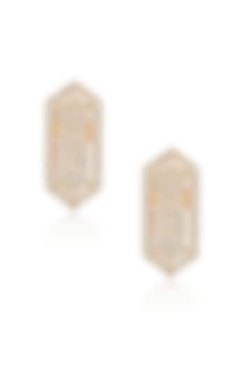 14kt Yellow Gold Finish Diamond Hexagon Stud Earrings by Amaris Jewels at Pernia's Pop Up Shop