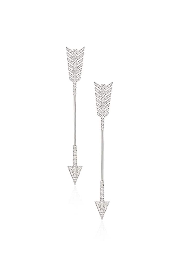 14kt White Gold Finish Diamond Straight Shooter Ear-Bar Earrings by Amaris Jewels at Pernia's Pop Up Shop