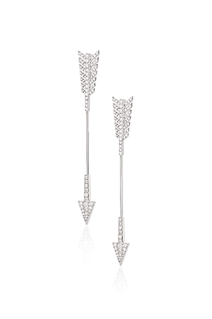 14kt White Gold Finish Diamond Straight Shooter Ear-Bar Earrings by Amaris Jewels at Pernia's Pop Up Shop