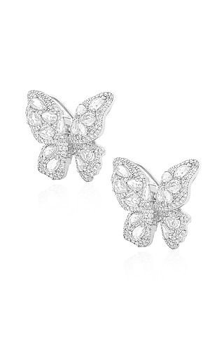14kt White Gold Finish Diamond Earrings by Amaris Jewels