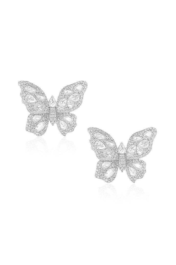 14kt White Gold Finish Diamond Earrings by Amaris Jewels at Pernia's Pop Up Shop