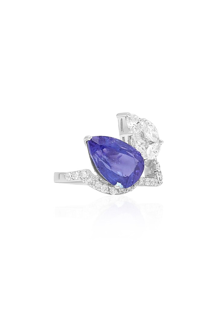 14kt White Gold Finish Diamond & Tanzanite Ring by Amaris Jewels at Pernia's Pop Up Shop