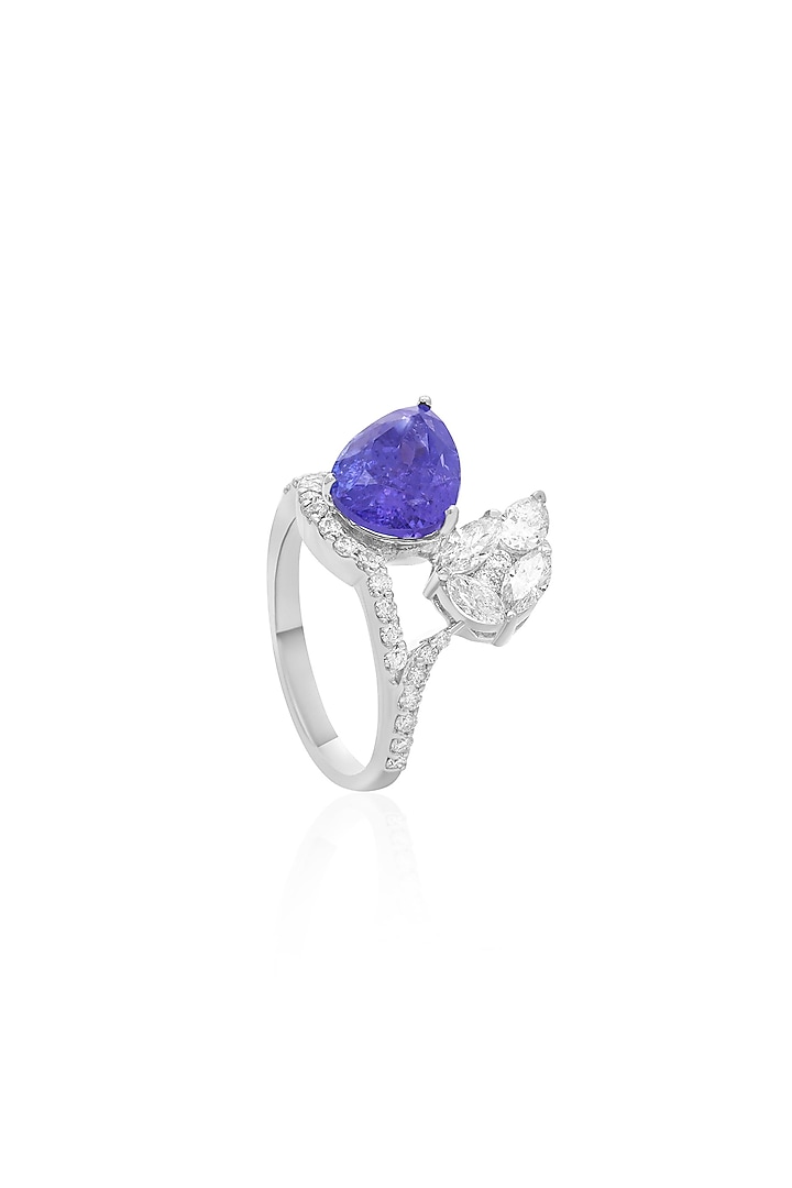 14kt White Gold Finish Diamond & Tanzanite Ring by Amaris Jewels at Pernia's Pop Up Shop