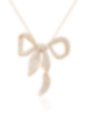 14kt Yellow Gold Finish Diamond Bow Pendant by Amaris Jewels at Pernia's Pop Up Shop