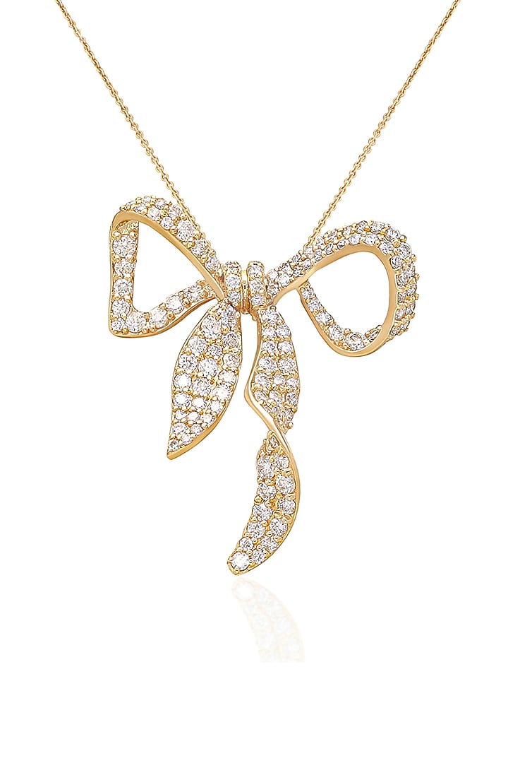 14kt Yellow Gold Finish Diamond Bow Pendant by Amaris Jewels at Pernia's Pop Up Shop