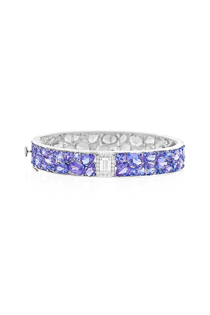 14kt White Gold Finish Diamond & Sapphire Bracelet by Amaris Jewels at Pernia's Pop Up Shop