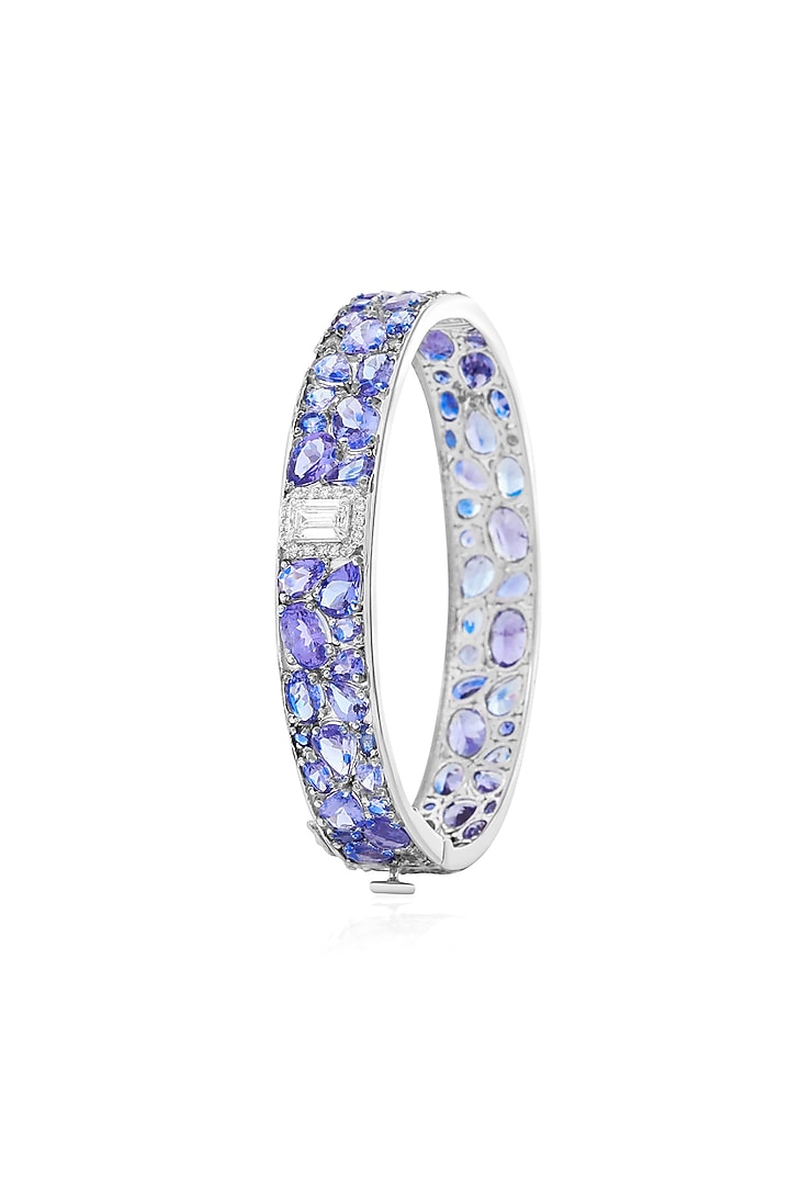 14kt White Gold Finish Diamond & Sapphire Bracelet by Amaris Jewels at Pernia's Pop Up Shop