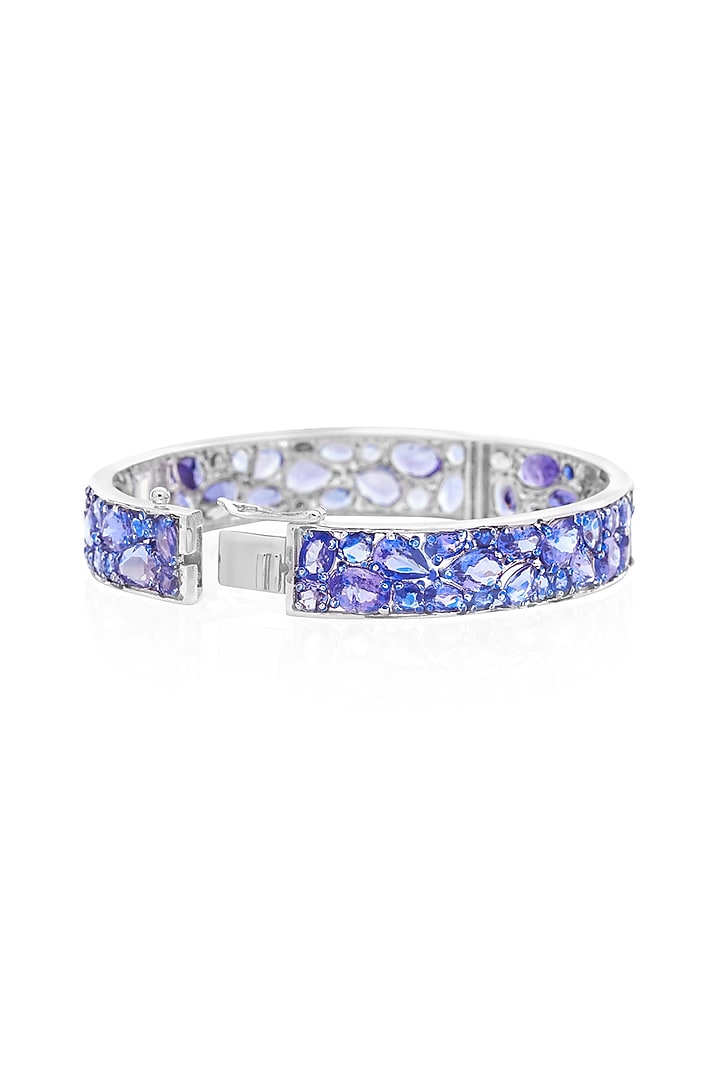 14kt White Gold Finish Diamond & Sapphire Bracelet by Amaris Jewels at Pernia's Pop Up Shop