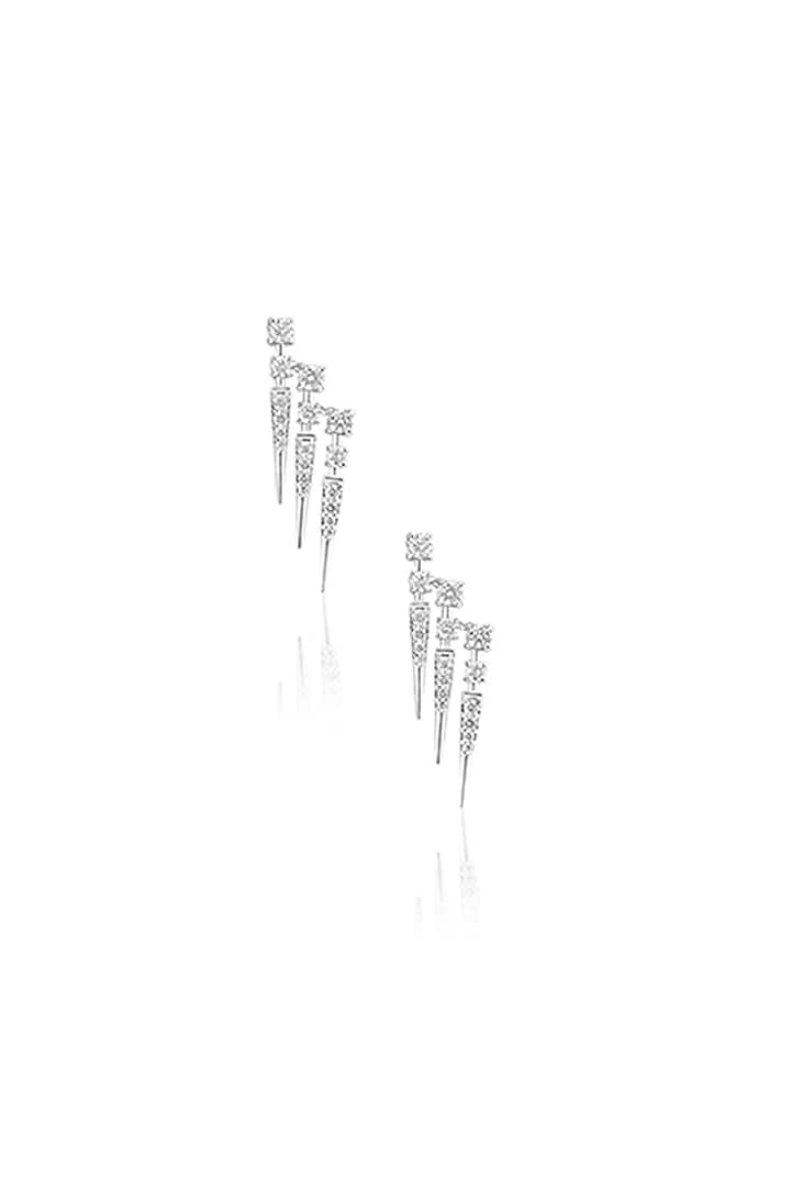 14kt White Gold Finish Diamond Mini Spike Earrings by Amaris Jewels at Pernia's Pop Up Shop