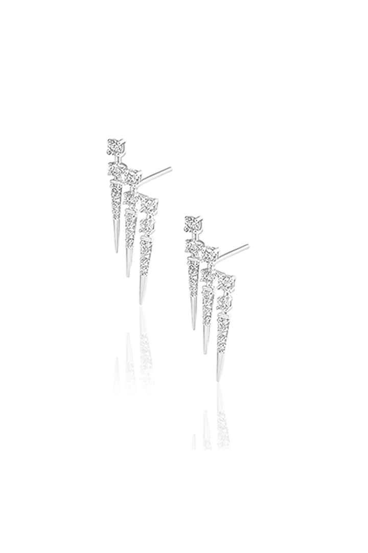 14kt White Gold Finish Diamond Mini Spike Earrings by Amaris Jewels at Pernia's Pop Up Shop