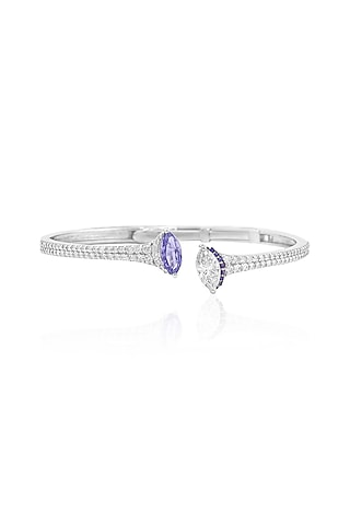 14kt White Gold Finish Diamond & Sapphire Bracelet by Amaris Jewels