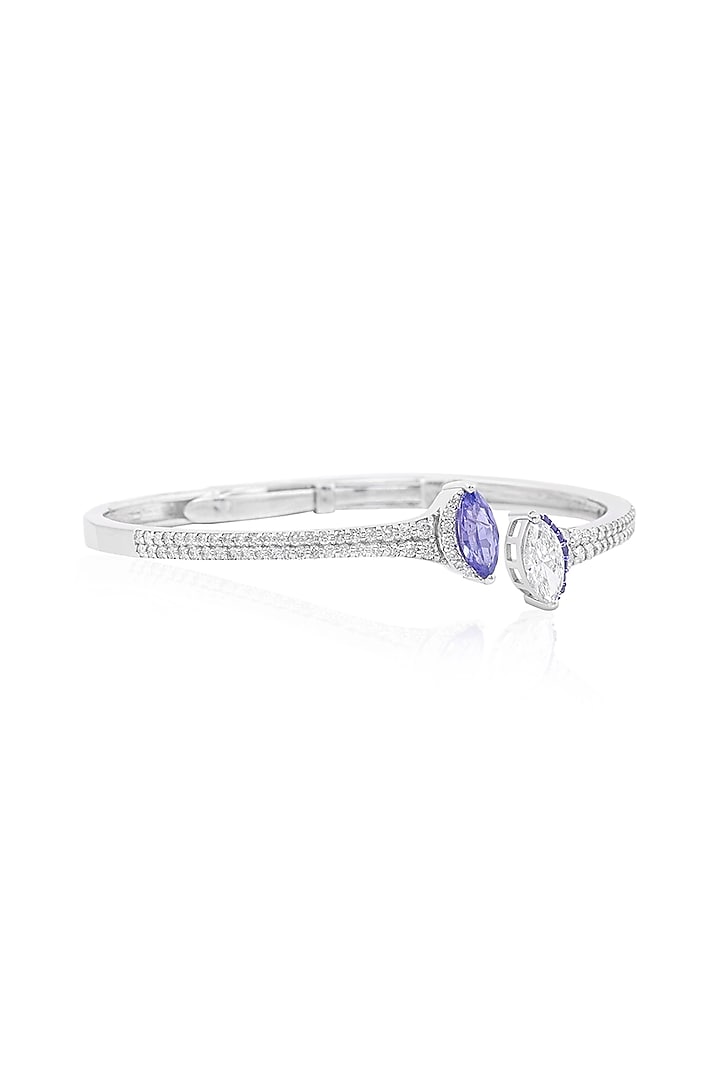 14kt White Gold Finish Diamond & Sapphire Bracelet by Amaris Jewels at Pernia's Pop Up Shop