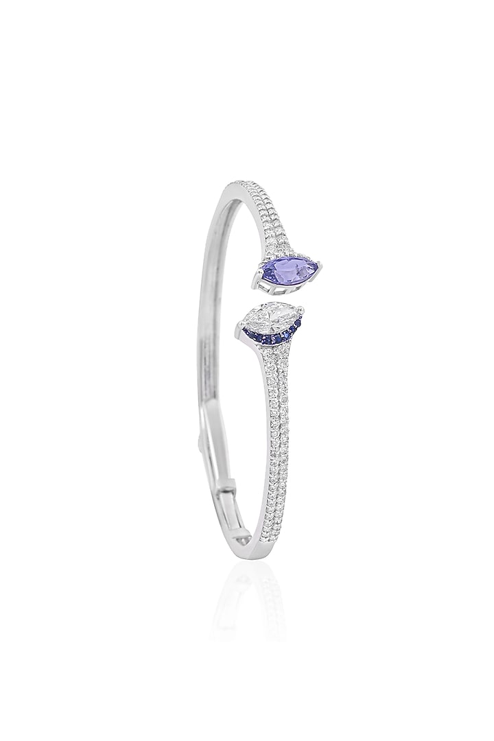 14kt White Gold Finish Diamond & Sapphire Bracelet by Amaris Jewels at Pernia's Pop Up Shop