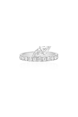 14kt White Gold Finish Natural Marquise-Shape Diamond Ring by Amaris Jewels