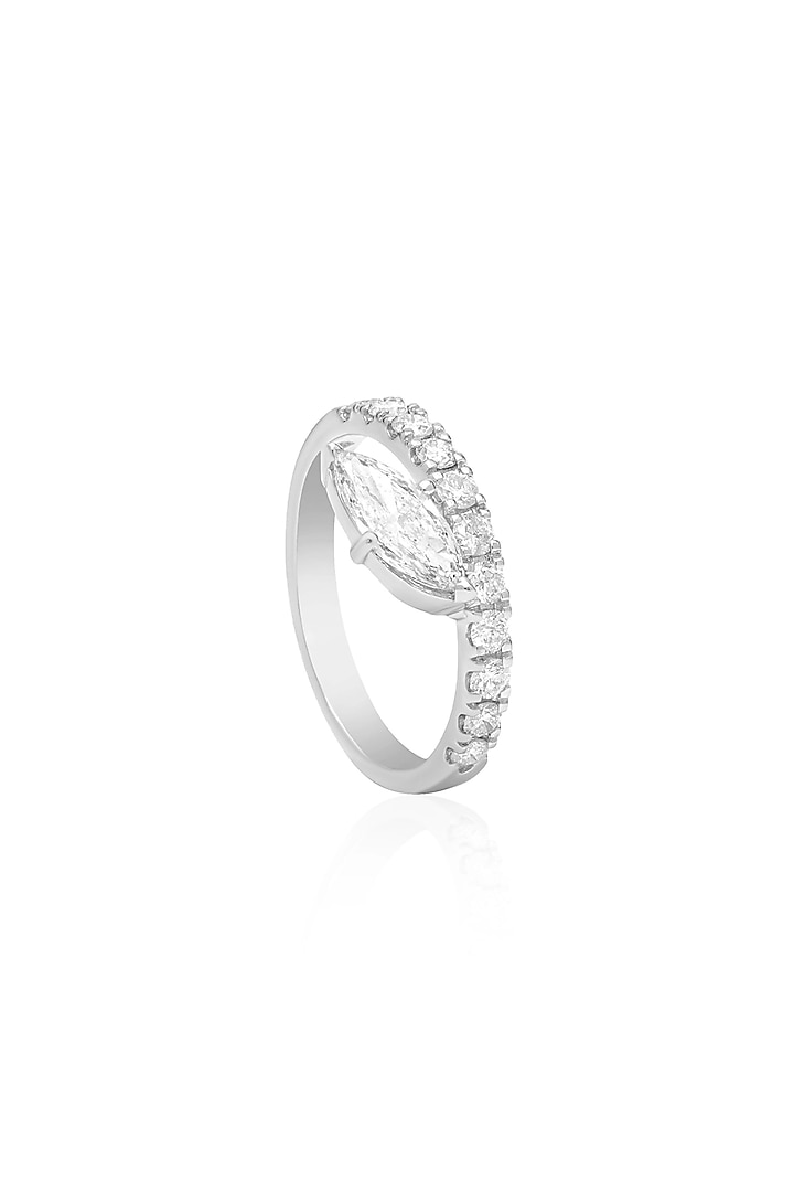 14kt White Gold Finish Natural Marquise-Shape Diamond Ring by Amaris Jewels at Pernia's Pop Up Shop