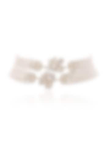 14kt Yellow Gold Finish Diamond & Pearl Choker Necklace by Amaris Jewels at Pernia's Pop Up Shop