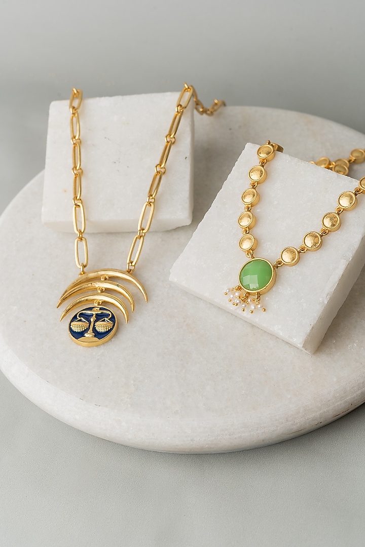 Gold Finish Layered Libra Necklace Set by AMAMA at Pernia's Pop Up Shop