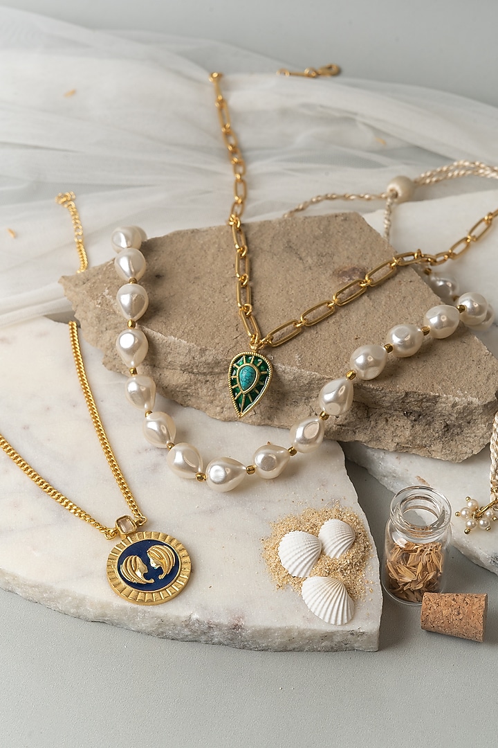 Gold Finish Layered Gemini Necklace Set by AMAMA at Pernia's Pop Up Shop