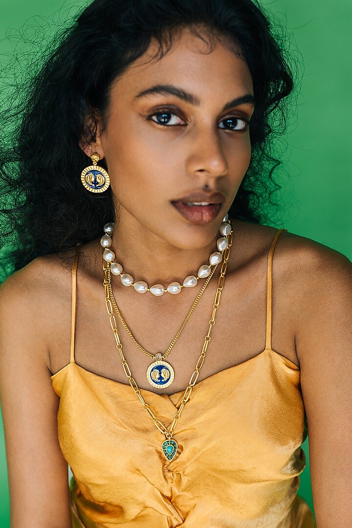 Gold Finish Layered Gemini Necklace Set by AMAMA at Pernia's Pop Up Shop