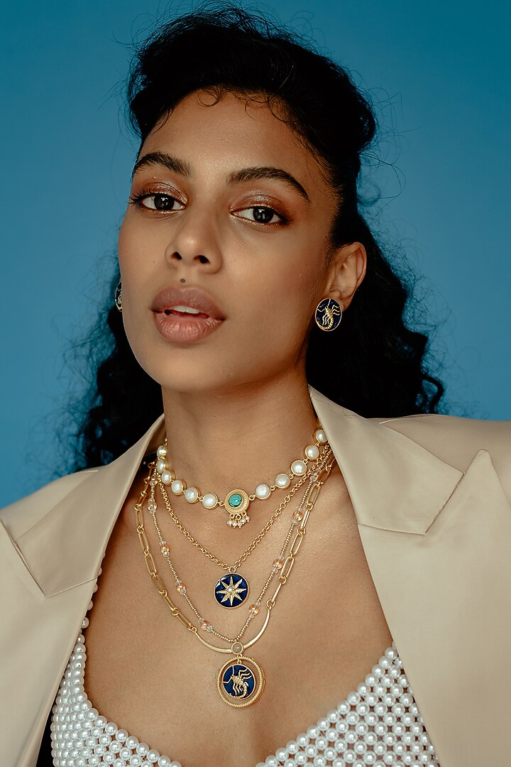 Gold Finish Layered Scorpio Necklace Set by AMAMA at Pernia's Pop Up Shop