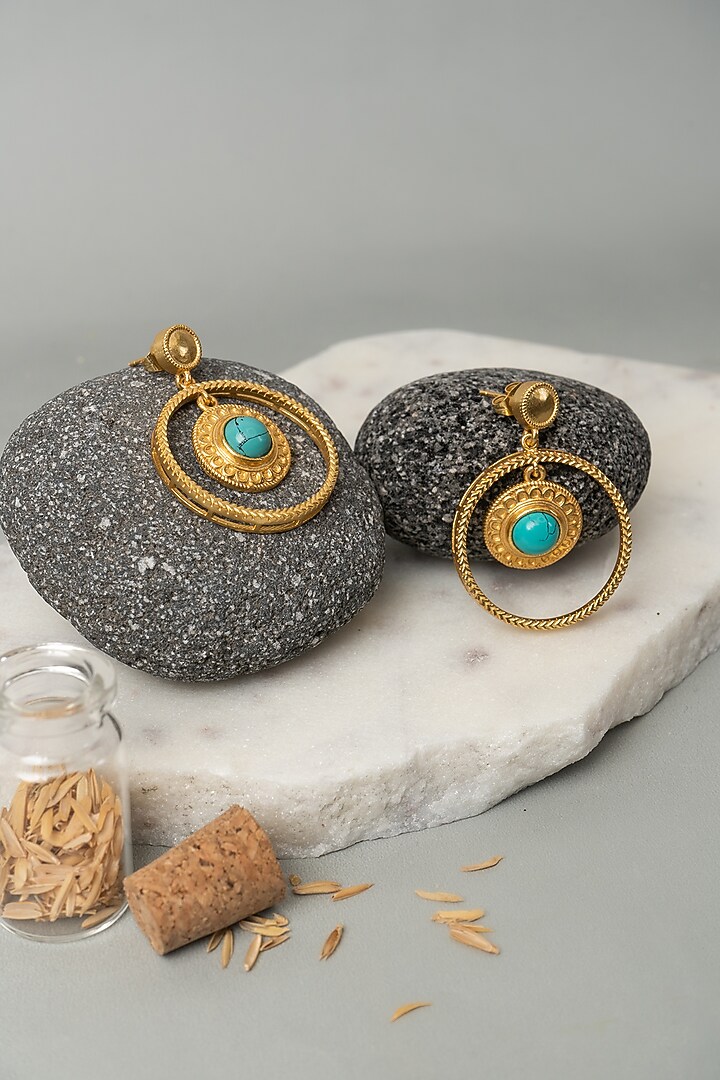 Gold Finish Ring Earrings by AMAMA at Pernia's Pop Up Shop