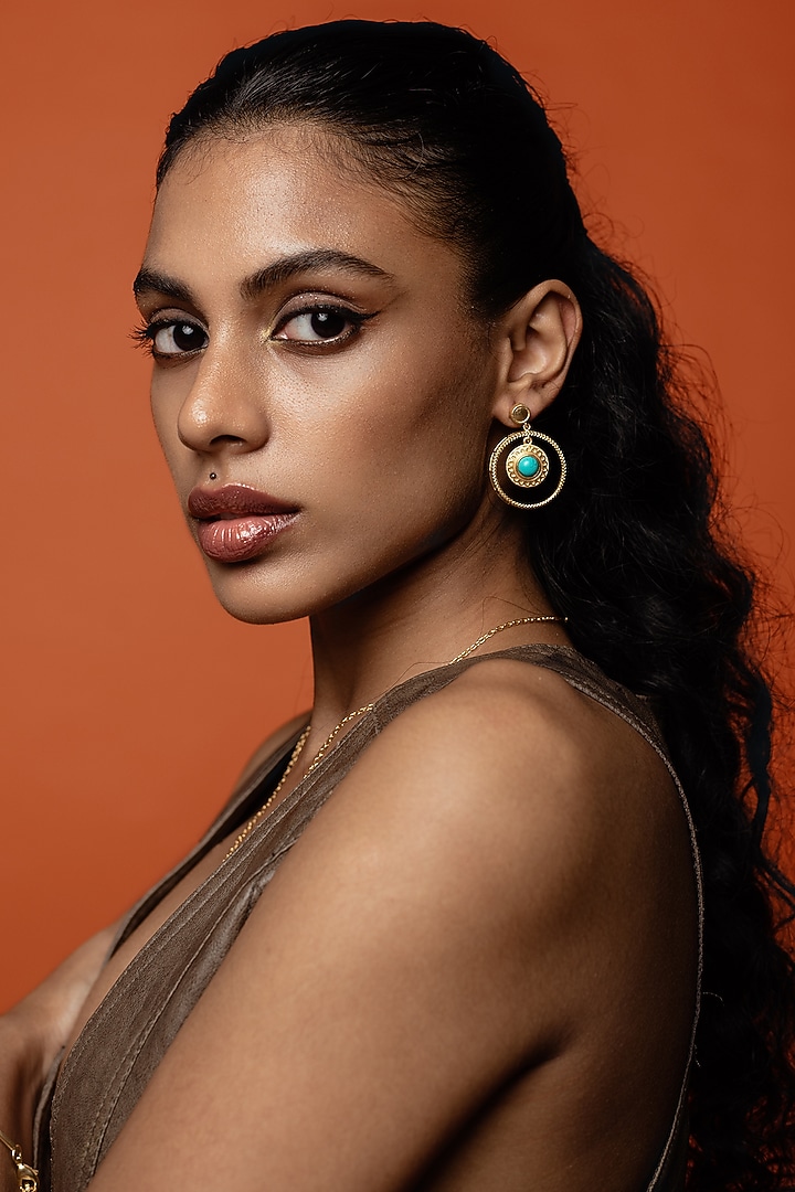 Gold Finish Ring Earrings by AMAMA at Pernia's Pop Up Shop