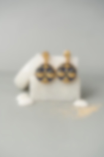 Gold Finish Libra Earrings In Brass by AMAMA at Pernia's Pop Up Shop
