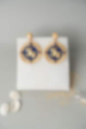 Gold Finish Capricorn Earrings by AMAMA