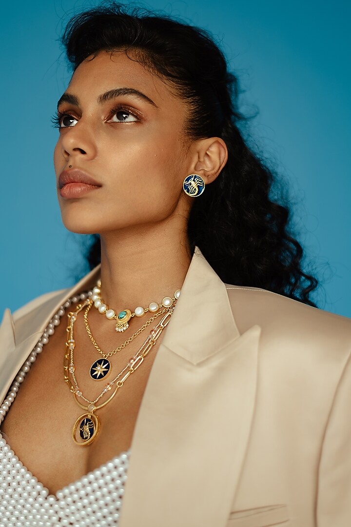Gold Finish Scorpio Earrings by AMAMA at Pernia's Pop Up Shop