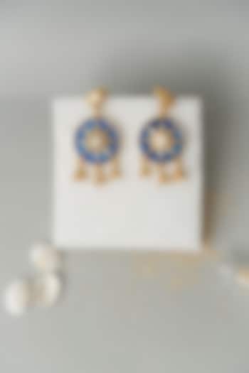 Gold Finish Pearl Chakra Earrings by AMAMA