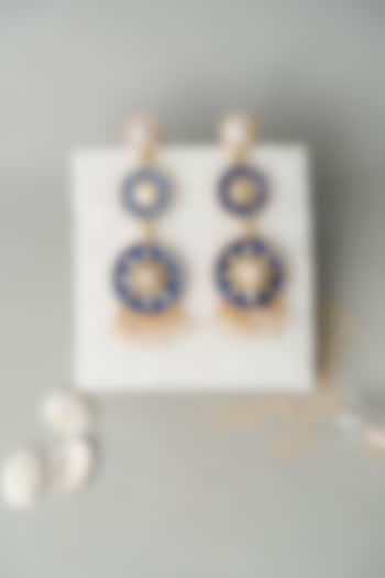 Gold Finish Chakra Earrings With Pearls by AMAMA