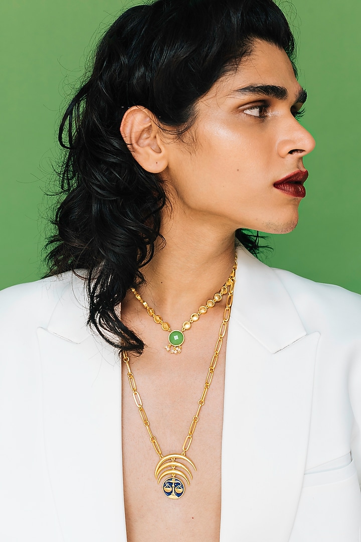 Gold Finish Libra Necklace by AMAMA at Pernia's Pop Up Shop