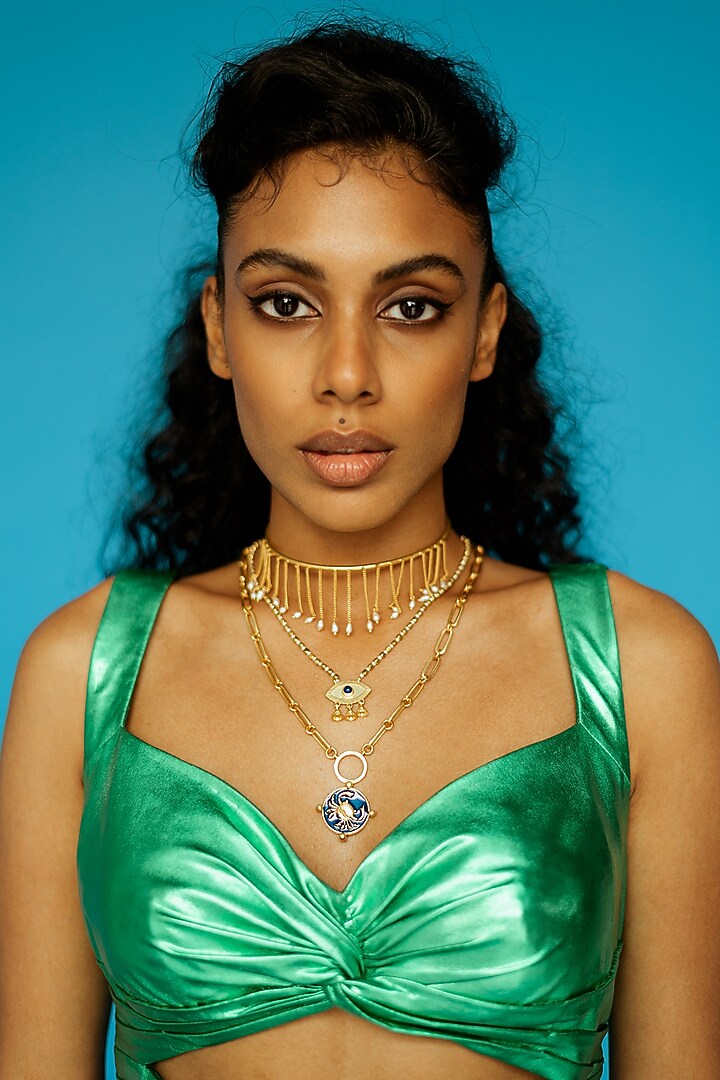 Gold Finish Cancer Necklace by AMAMA at Pernia's Pop Up Shop