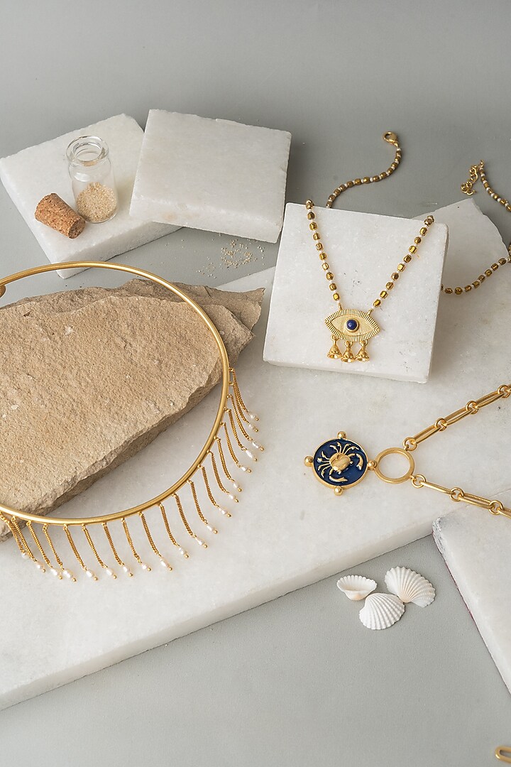 Gold Finish Cancer Necklace by AMAMA at Pernia's Pop Up Shop