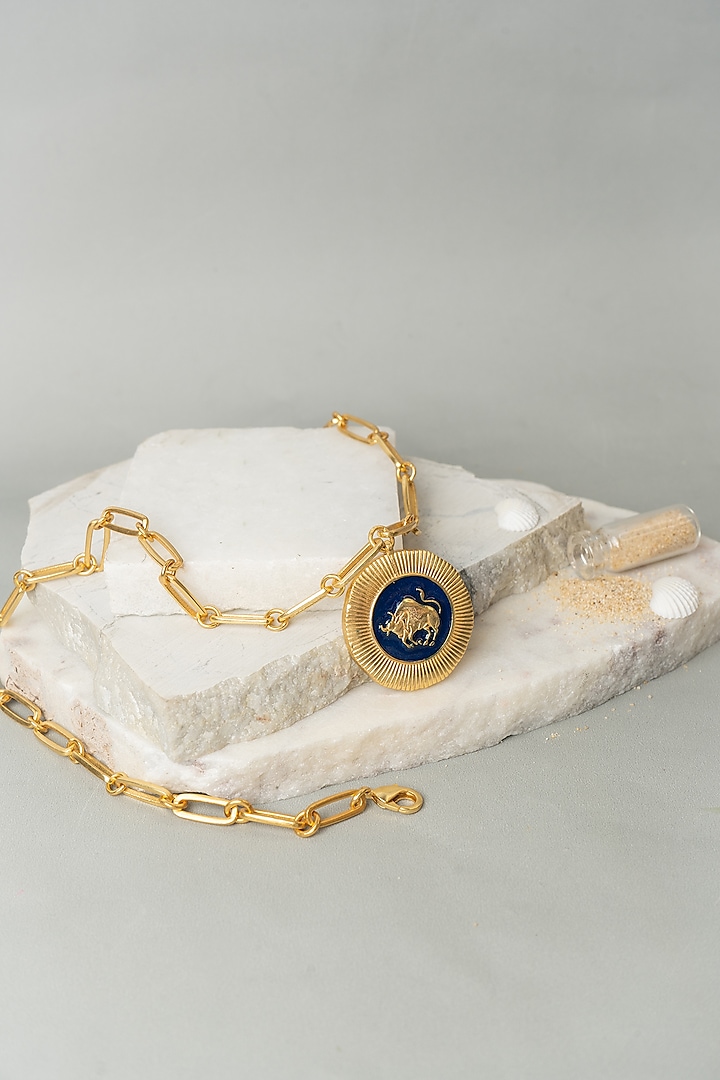 Gold Finish Taurus Necklace by AMAMA