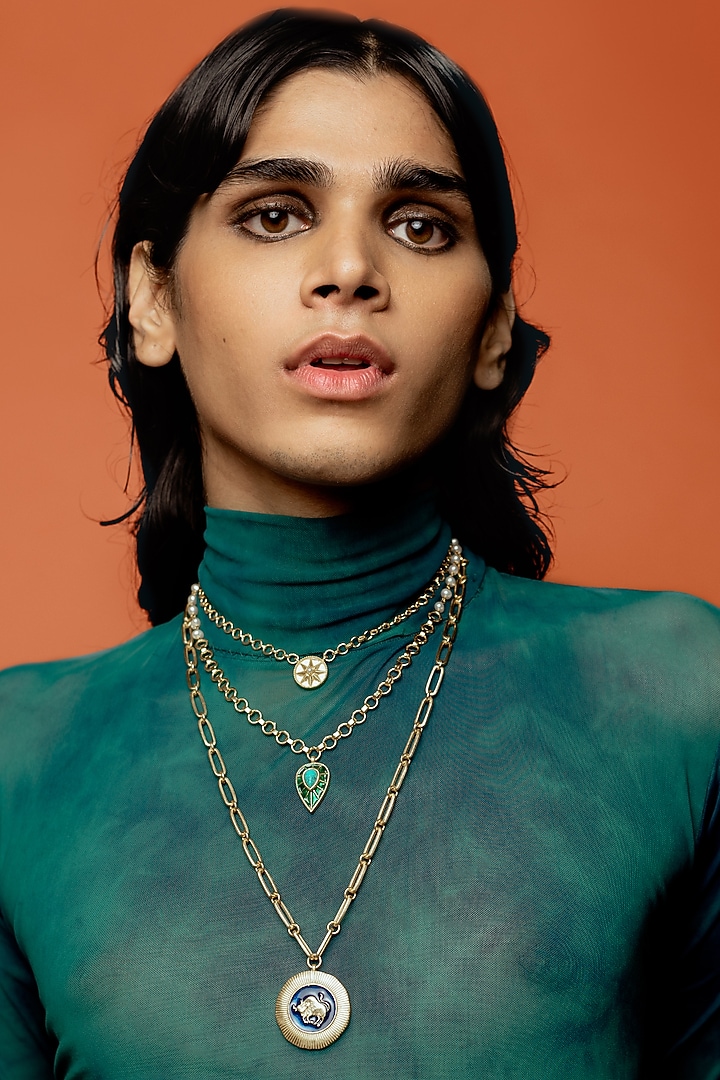 Gold Finish Taurus Necklace by AMAMA at Pernia's Pop Up Shop