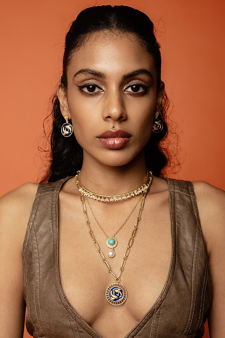 Gold Finish Pisces Necklace by AMAMA at Pernia's Pop Up Shop