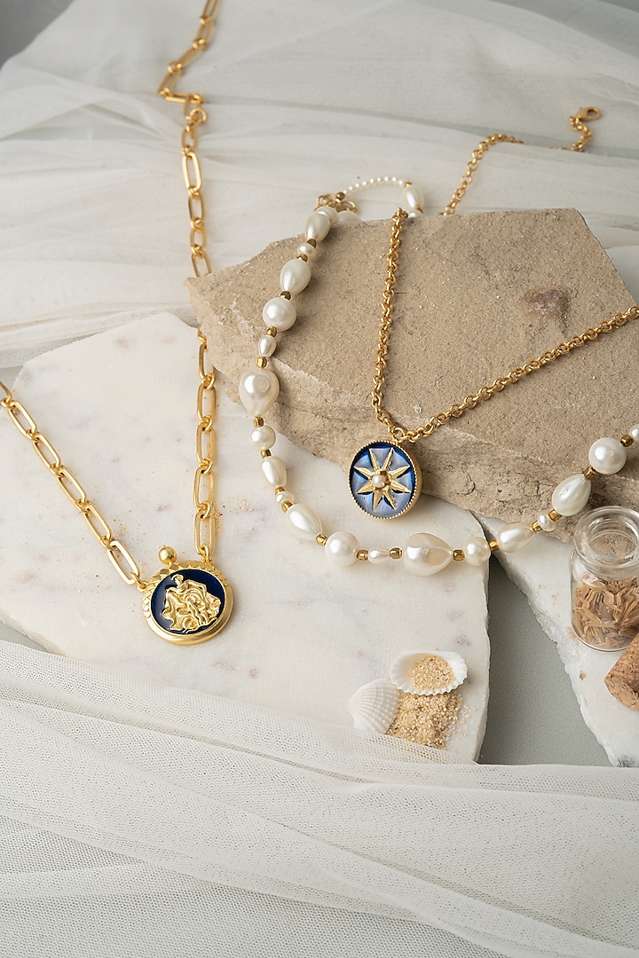 Gold Finish Aquarius Necklace by AMAMA at Pernia's Pop Up Shop