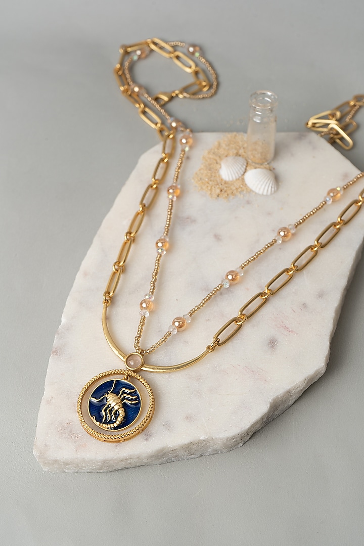 Gold Finish Scorpio Necklace by AMAMA