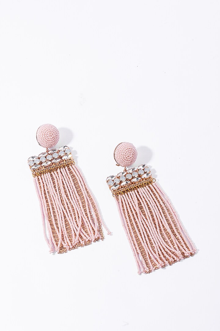 Pink Pearl & Crystal Dangler Earrings by Amama at Pernia's Pop Up Shop