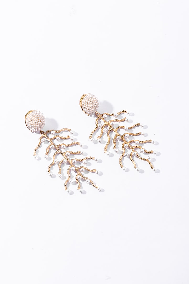 Gold Branch Pearl Earrings by Amama at Pernia's Pop Up Shop