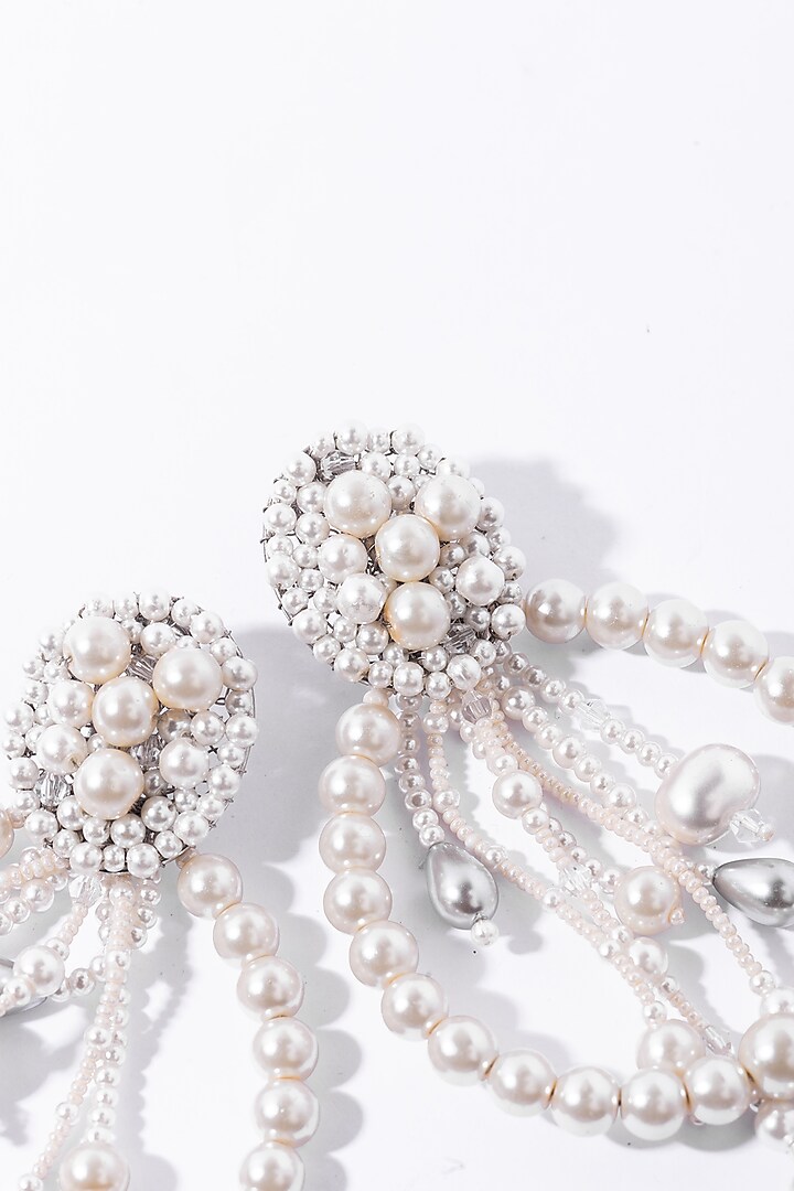 White Pearl Cluster Drop Earrings by Amama at Pernia's Pop Up Shop